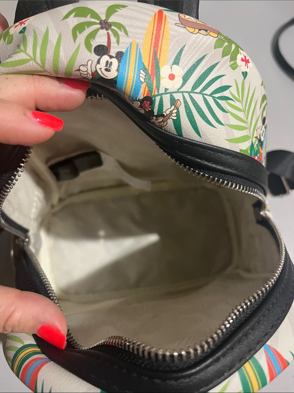 Loungefly White Tropical Mickey Surf Mini Backpack - Picture 6 of 11